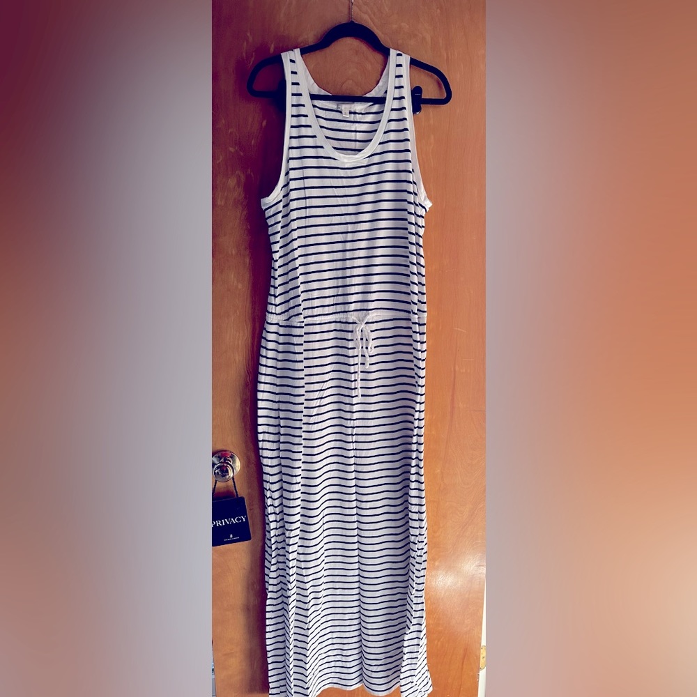 Gap navy stripe cotton maxi dress, size XL tall